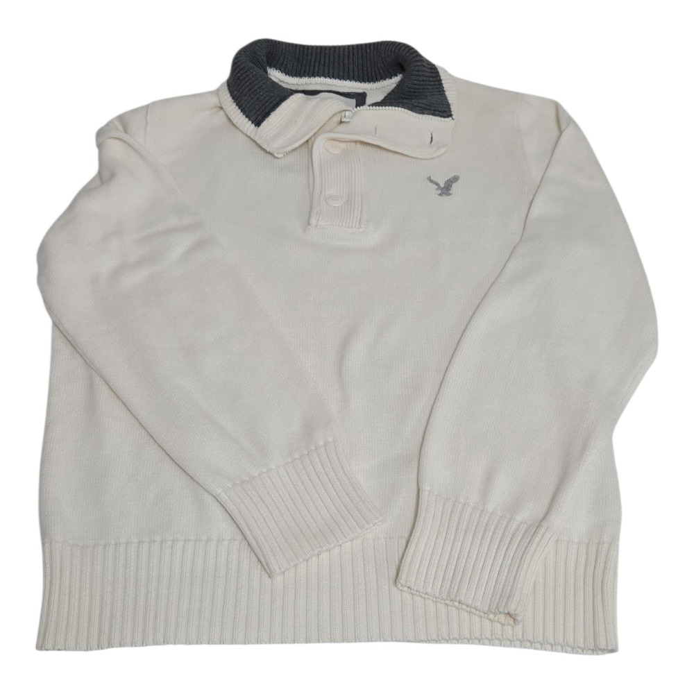 American Eagle Outfitters Classic Fit Men's XL 3/4 Zip Off White 100% Cotton